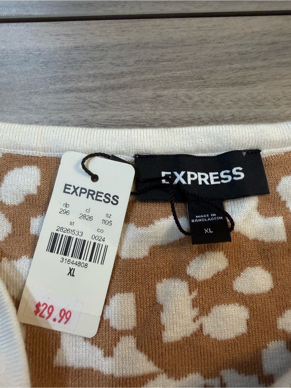 Express Leopard-Print Strapless Knit Top — Cream & Camel - Picture 2 of 6